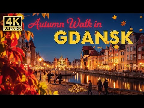 Gdańsk Night Walk Poland 🇵🇱 | Autumn Evening in Old Town | 4K UHD