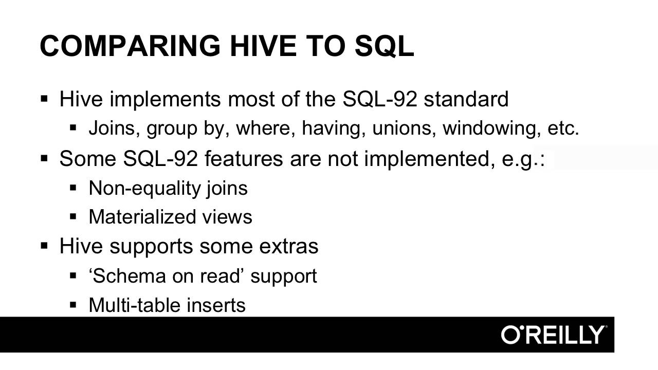 Introduction to the Hadoop Technology Stack | Comparing Hive to SQL