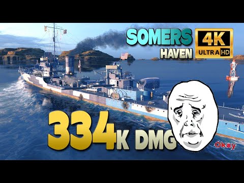 Destroyer Somers: So close, 334k dmg  - World of Warships