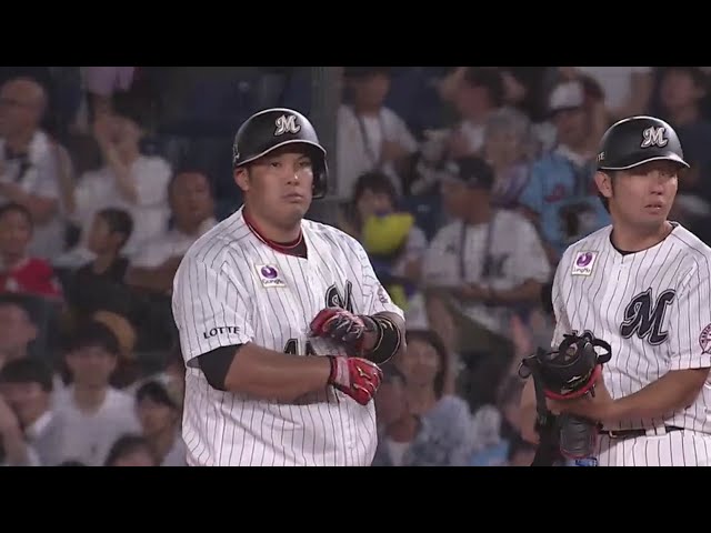 【7回裏】マリーンズ・井上 直球を引っ張り、1点差に追い上げるタイムリーヒット!! 2019/8/21 M-E