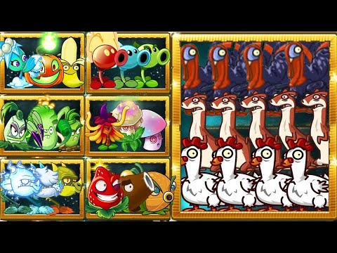 PvZ 2 Random Team Plants vs CHICKEN & TURKEY & WEASEL Zombie Level 100