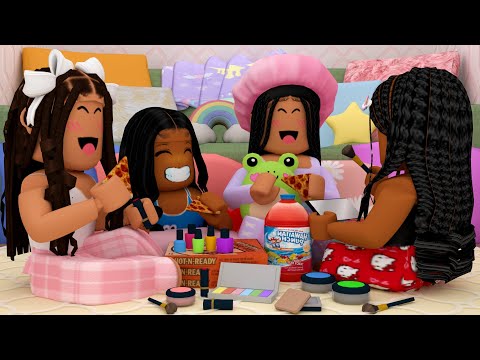 MY DAUGHTER'S FIRST SLEEPOVER!! *THEY GOT INTO MY MAKEUP!!* | Bloxburg Family Roleplay