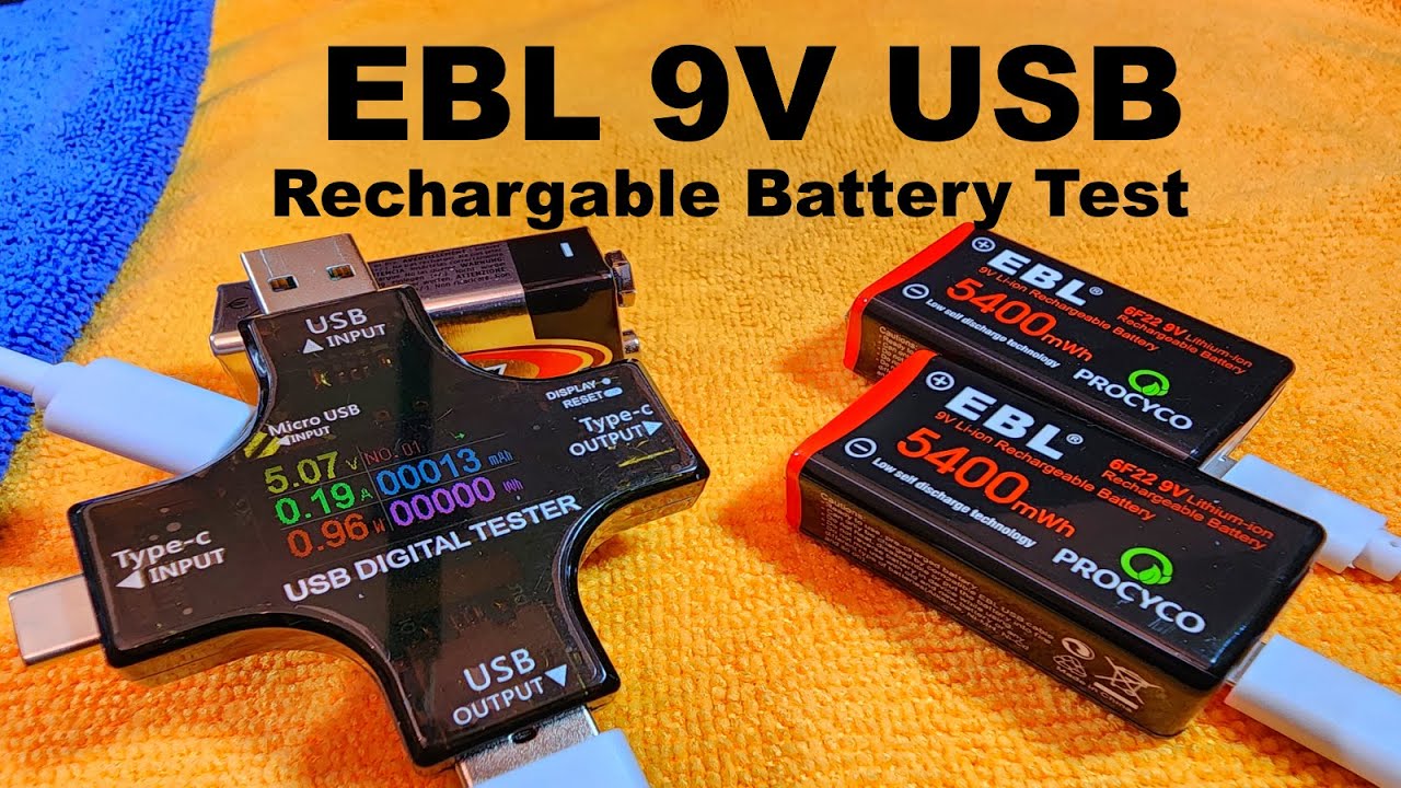 EBL Rechargeable 9V Lithium Batteries 5400mWh USB Test Review And Unboxing  #EBL #9vbattery