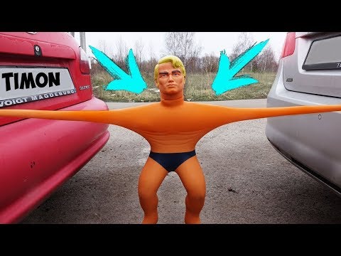 WILL IT STRETCH? 2 CARS VS STRETCH ARMSTRONG!