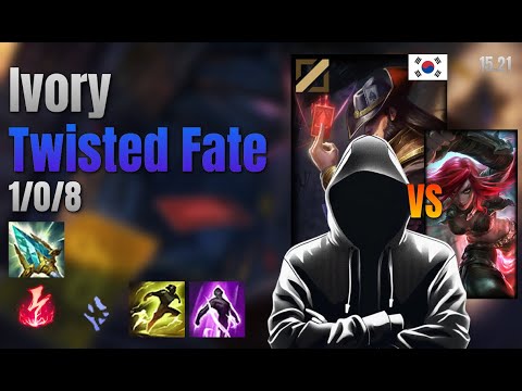 Ivory Mid Twisted Fate vs Katarina lol KR solo rank Full Game 15.21 | Ivory 트위스티드 페이트 vs 카타리나