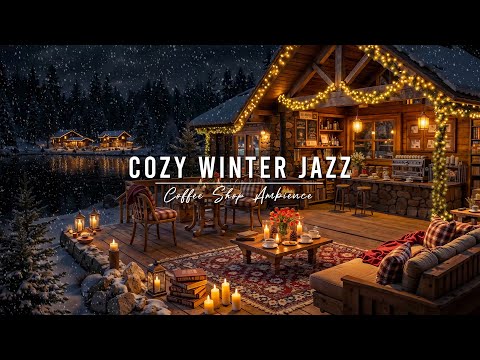 Winter Coffee Shop Ambience ⛄ Cozy Night with Smooth Jazz Instrumental Music for Relaxing, Work