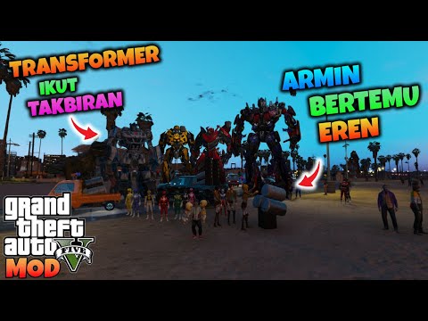 JUNIOR DAN ANGGOTA TRANSFORMER KONVOI TAKBIRAN KELILING KOTA - GTA 5 MOD TRANSFOMER
