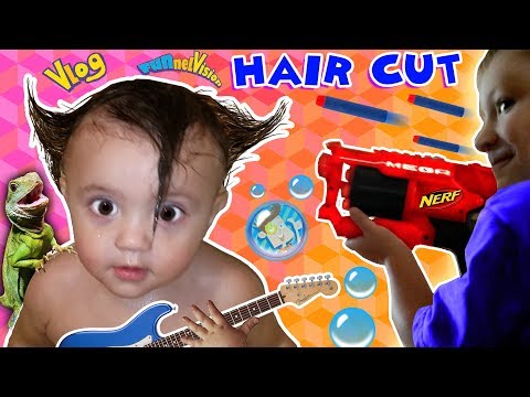 Shawn's 1st Haircut ♪ FUNNY FAILS  Rock N Roll Baby FUNnel Vlog