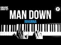 Rihanna - Man Down Karaoke SLOWER Acoustic Piano Instrumental Cover Lyrics LOWER KEY