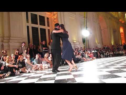  Claudia Codega  and  Esteban Moreno  are  dancing  to  a  milonga  at  Torino Tango Festival  in  2019