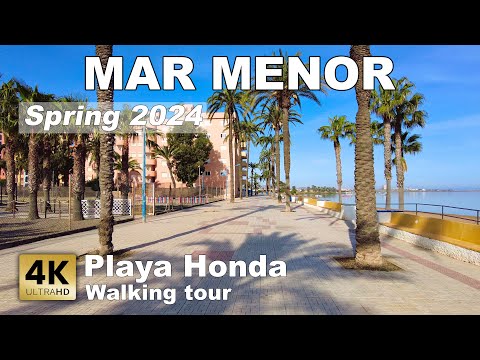 Playa Honda - Mar Menor, Esplanade, city walk, Spain | Costa Calida - walking tour 2023 [4k 60 fps]