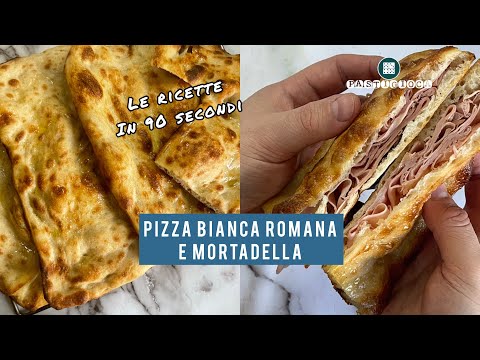 Le ricette in 90 secondi!! PIZZA BIANCA ROMANA E MORTADELLA #pizza #recipe #pizzalover #bakery #bake
