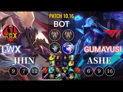 FPX Lwx Jhin vs T1 Gumayusi Ashe Bot - KR Patch 10.16