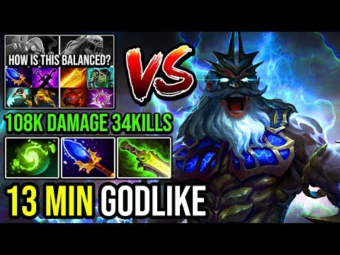 THUNDER GOD Zeus 118k Damage Counter Pro Tinker Mid Crazy 34Kills Global Nimbus 13Min Godlike DotA 2