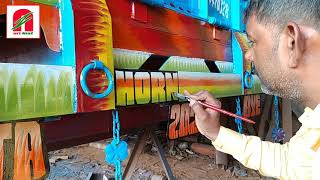 Rear Side painting/Horn Please/J.k. trolley works