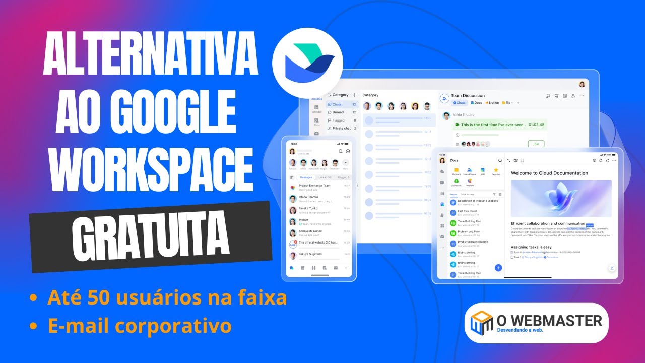 Até 50 usuários, e-mail personalizado e muito mais - Alternativa gratuita ao Google Workspace
