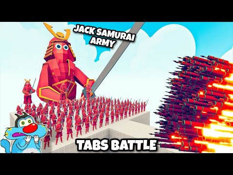 JACK 100x SAMURAI + 3x GIANT SAMURAI vs OGGY 3X EVERY GODS - Totally Accurate Battle Simulator TABS