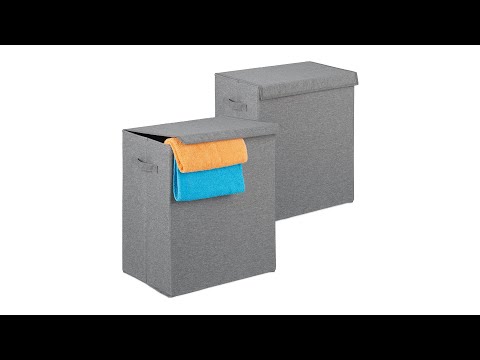 Wäschekorb 2er Set 61 Liter Grau - Papier - Textil - 45 x 51 x 31 cm