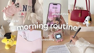 5AM productive morning routine🌷🫧 GRWM, what’s in my bag, cozy morning, school days in my life