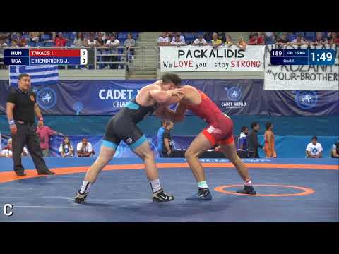 Qual. GR - 76 kg: I. TAKACS (HUN) df. J. E HENDRICKS (USA) by VPO, 6-0
