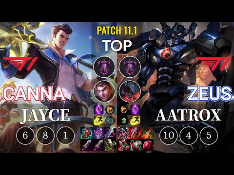 T1 Canna Jayce vs T1 Zeus Aatrox Top - KR Patch 11.1
