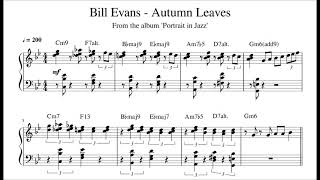 Bill Evans - Autumn Leaves - Piano Transcription (Sheet Music in Description)