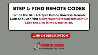 GE 6 Device Universal Remote Codes & Programming Instructions