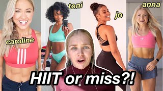 REVIEWING INTENSE HIIT WORKOUTS BY YOUTUBE FITNESS INFLUENCERS | Caroline Girvan, growwithjo, etc