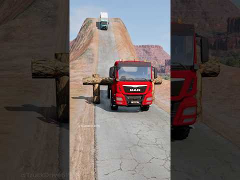 Mixed trucks vs log trap part59 #automobile #shortvideo #beamngdrive #truck #shorts #dumper #usa