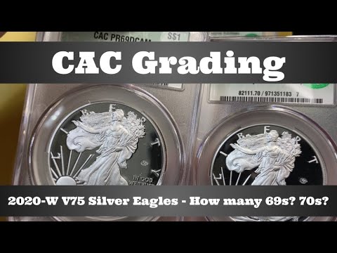 CAC Grading (CACG) Open Box Grade Results - 2020-W V75 Proof Silver Eagles - How Many 69s? 70s?