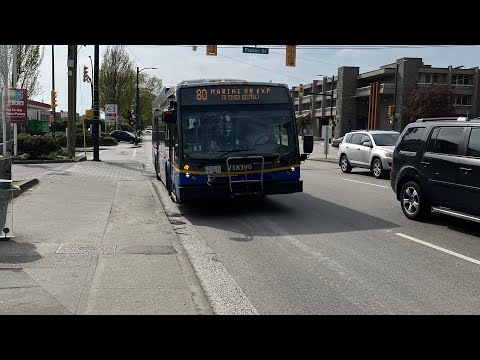 Translink 2018 NovaBus LFS HEV V18390 on 80 Marine Drive Express To River District