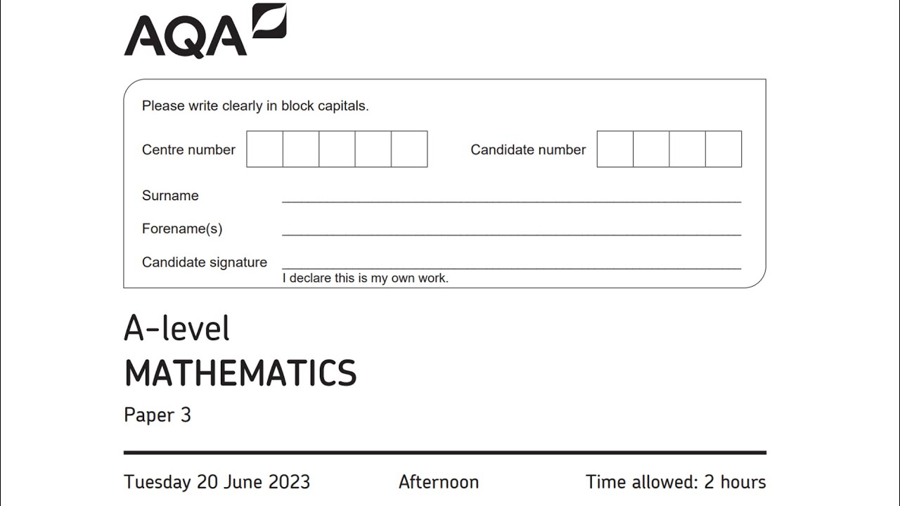 AQA A Level Maths Paper 3 2023