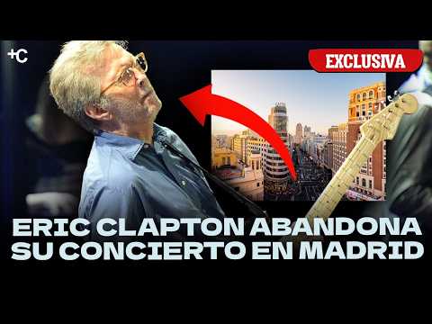 Momento en el que lanzan un vinilo contra Eric Clapton durante su concierto en Madrid