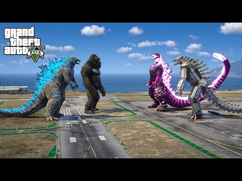 Godzilla, Kong vs Shin Godzilla, Mechagodzilla - The God Battle ( GTA V Mods )