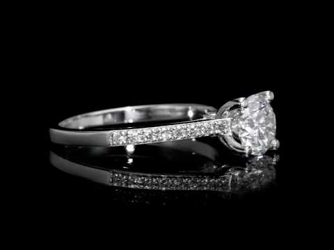 Diamond Solitaire Engagement With Accent Ring 14k / 18k Yellow White