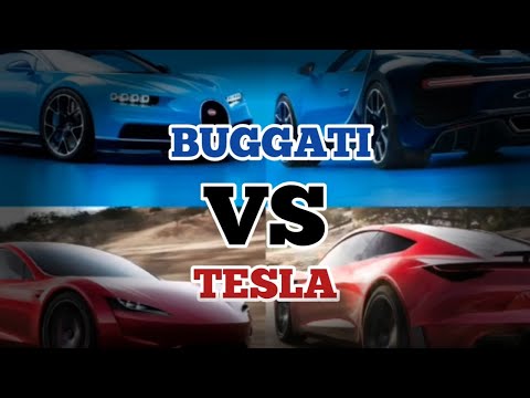 Tesla roadster vs Bugatti Chiron drag race real life