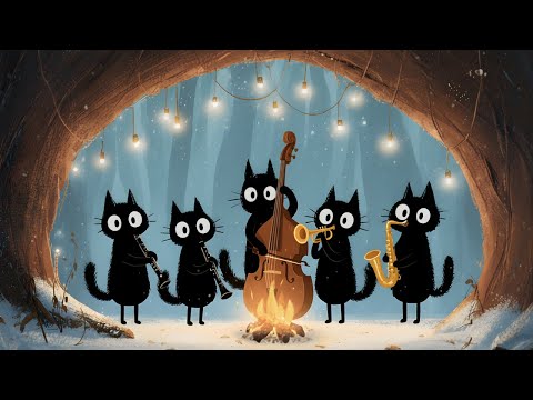 Black Cats Deep Bass Winter Campfire Jazz: Warm & Comforting Music for Focus and Productive Work