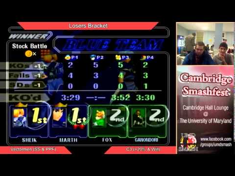 UMD Smashfest 12/13/13 - Vectormen (Secret Santa & Peanutphobia) vs C3 (~20% & Will) Losers Bracket