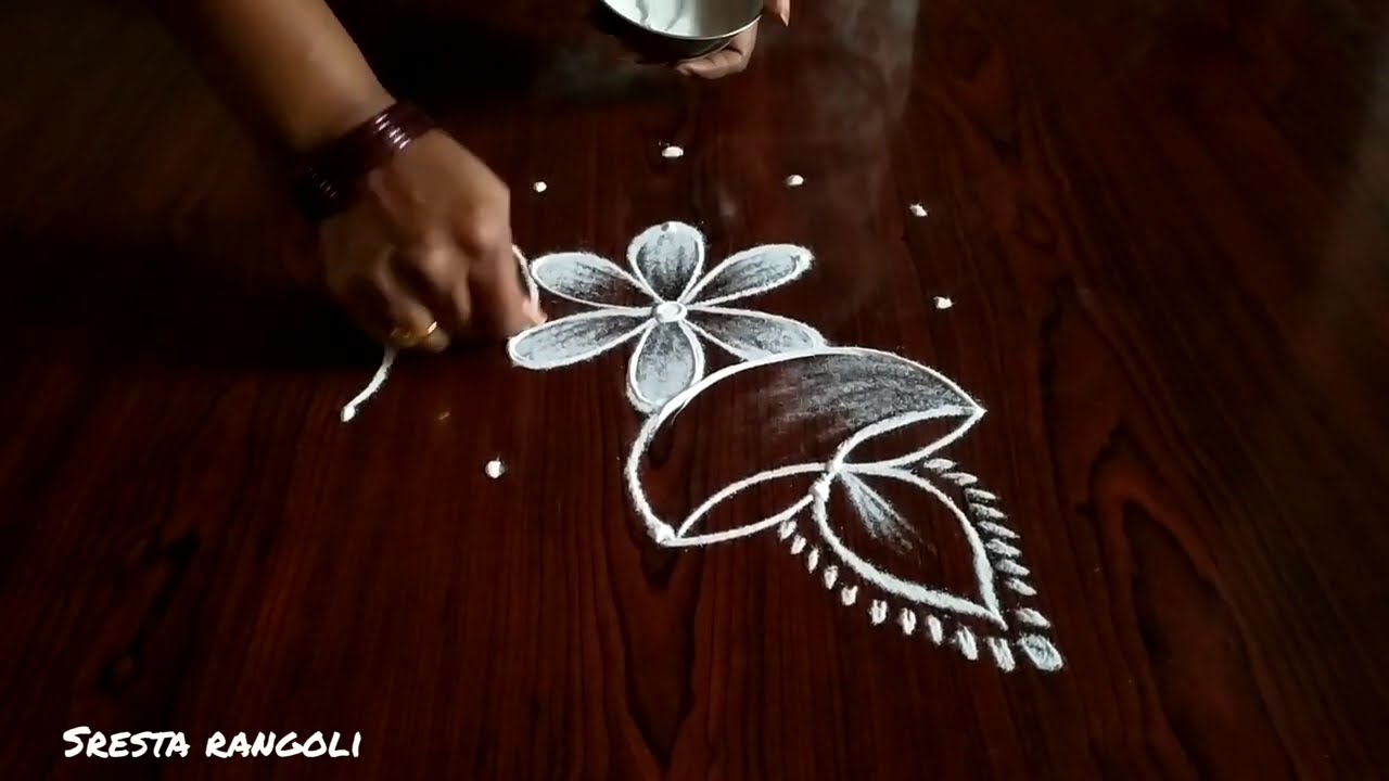 simple 5*3 dot kolam design by sresta rangoli