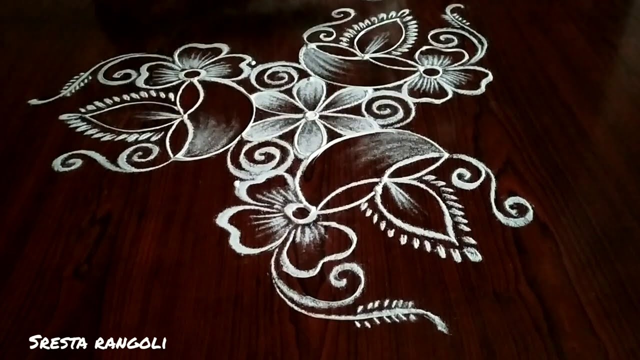 simple 5*3 dot kolam design by sresta rangoli