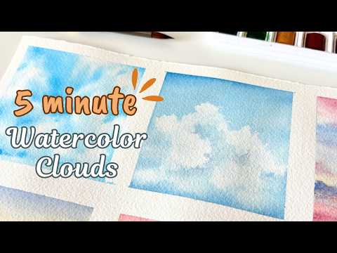 How to Paint a Watercolor Sky with Fluffy Clouds 🌥️  | Easy Real-Time Tutorial for Beginners