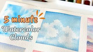 How to Paint a Watercolor Sky with Fluffy Clouds 🌥️  | Easy Real-Time Tutorial for Beginners