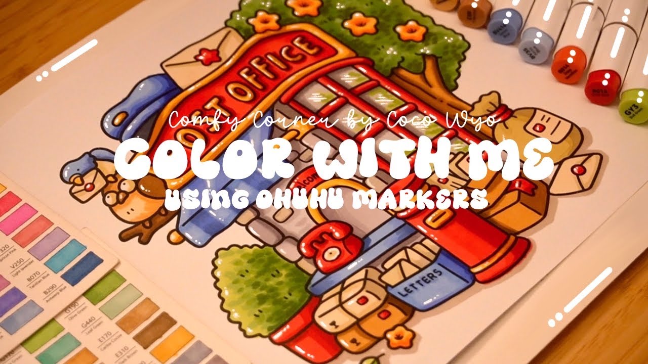 Color with me (ASMR) 💌📯 'Comfy Corner' by Coco Wyo ✨ Using Ohuhu markers 🌱✏️ #adultcoloring #asmr