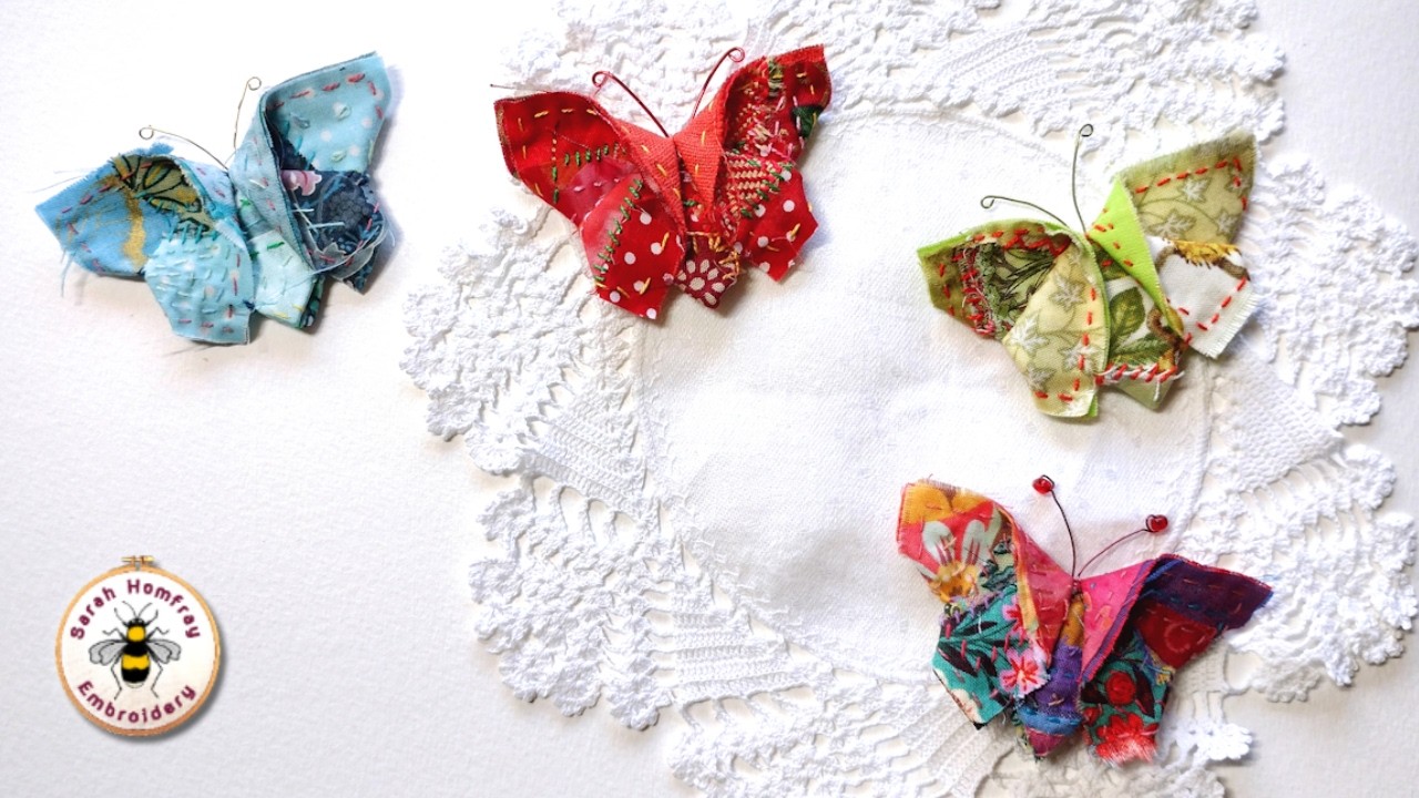 Slow stitched Origami hand embroidery 3D butterfly tutorial suitable for beginners!