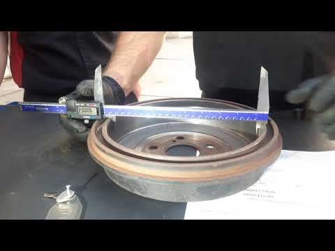 Part of a video titled How to measure brake shoes and drums - YouTube