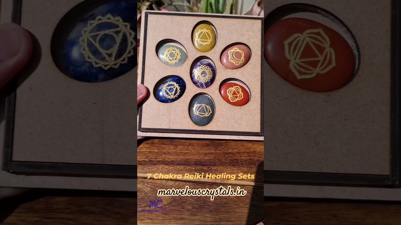 7 Chakra Reiki Healing Set - Engraved Chakra Symbols Set With Box #marvelouscrystals #reiki #chakra