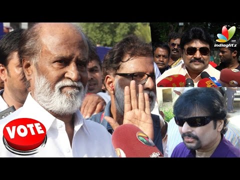 Superstar Rajinikanth cast vote at Nadigar Sangam Election (2015) - Rajinifans.com