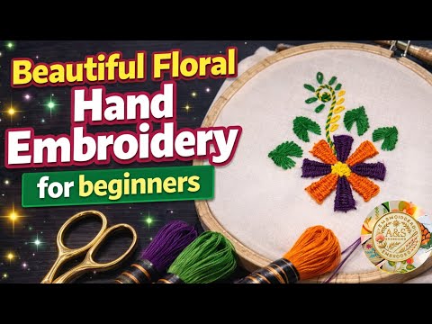 Beautiful Floral Hand Embroidery for beginners| Relaxing & Satisfying Stitching Art | Flower Design 