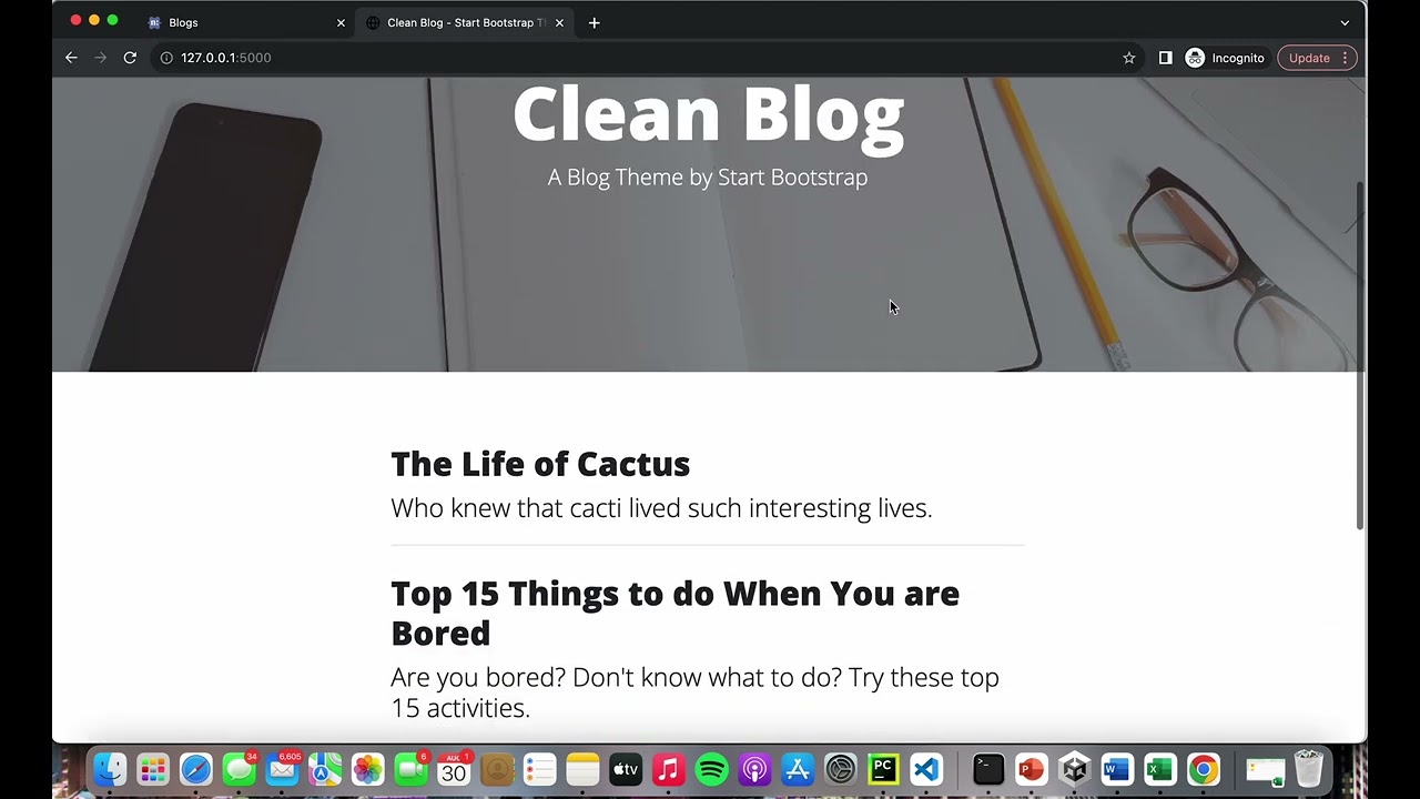 Blog Website with auto templating for new blogs - Python - Flask - Jinja