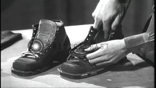 A training film displays winter clothing equipment for ski troopers in the United...HD Stock Footage